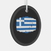ギリシャの国旗 ガラスオーナメント (正面右)