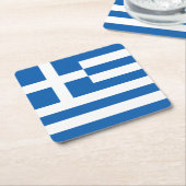 ギリシャの国旗 スクエアペーパーコースター (アングル)