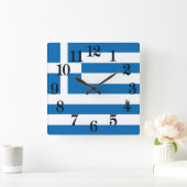 ギリシャの国旗 スクエア壁時計 (ホーム)