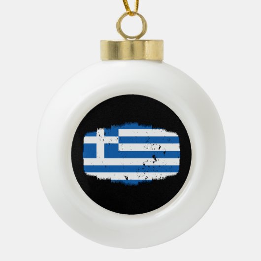 ギリシャの国旗 セラミックボールオーナメント (正面)