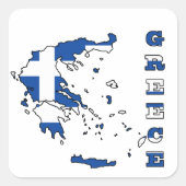 ギリシャの地図の国旗 スクエアシール (正面)