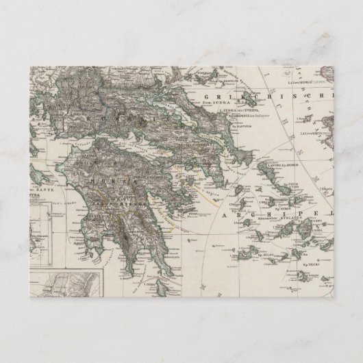 ギリシャの地図バイスティエラー ポストカード (正面)