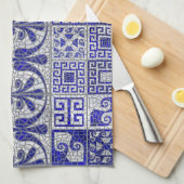 ギリシャの壊れたタイルのモザイクアート キッチンタオル (四つ折り)