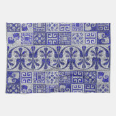 ギリシャの壊れたタイルのモザイクアート キッチンタオル (横)