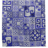 ギリシャの壊れたタイルのモザイクアート シャワーカーテン (正面)