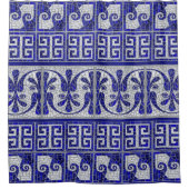 ギリシャの壊れたタイルのモザイク縁どアート シャワーカーテン (正面)