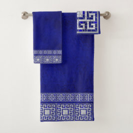 ギリシャの壊れたタイルのモザイク縁どアート バスタオルセット