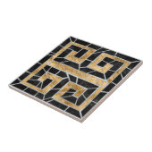 ギリシャの壊れたタイルのモザイク黒と金ゴールド タイル (側面)