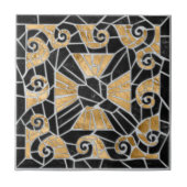 ギリシャの壊れたタイルのモザイク黒と金ゴールド タイル (正面)