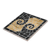 ギリシャの壊れたタイルのモザイク黒と金ゴールド タイル (側面)