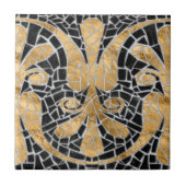 ギリシャの壊れたタイルのモザイク黒と金ゴールド タイル (正面)