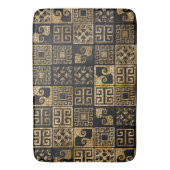 ギリシャの壊れたタイルのモザイク黒と金ゴールド バスマット (正面縦)