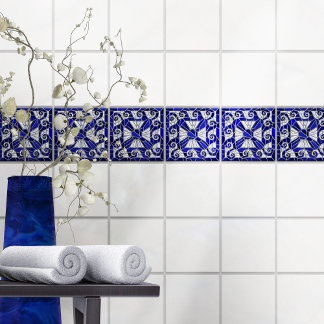 ギリシャの壊れたタイルモザイクアートブルーガラスと真珠 タイル