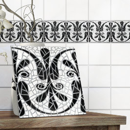 ギリシャの壊れたタイルモザイク黒大理石 タイル