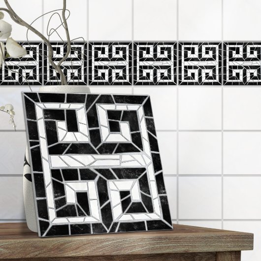 ギリシャの壊れたタイルモザイク黒大理石 タイル