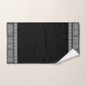 ギリシャの壊れたタイルモザイク黒大理石 バスタオルセット (ハンドタオル)