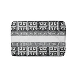 ギリシャの壊れたタイルモザイク黒大理石 バスマット