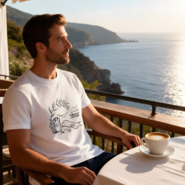 ギリシャの夏 海岸Tシャツ Tシャツ