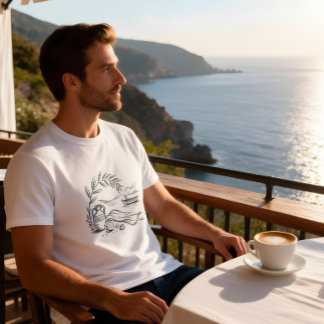 ギリシャの夏 海岸Tシャツ Tシャツ