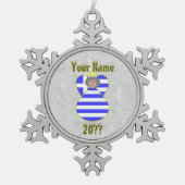 ギリシャの天使の旗 グレーヘアー スノーフレークピューターオーナメント (正面)