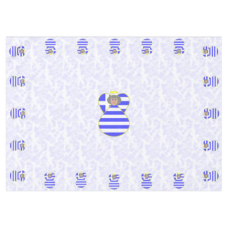 ギリシャの天使 グレー ヘア フラグテーブルクロスを身に着けた テーブルクロス