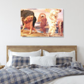 ギリシャの女の子が小石を拾うビーチ キャンバスプリント (インサイチュ (寝室))