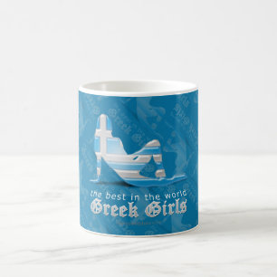 ギリシャの女の子のシルエットの旗 コーヒーマグカップ