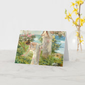 ギリシャの女の子オンザショアホアキンソロラYバスティダ カード (黄色い花)