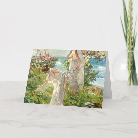 ギリシャの女の子オンザショアホアキンソロラYバスティダ カード (正面)