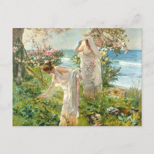 ギリシャの女の子オンザショアホアキンソロラYバスティダ ポストカード (正面)