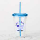 ギリシャの女神とギリシャ国旗のカスタマイズ アクリルタンブラー (正面)