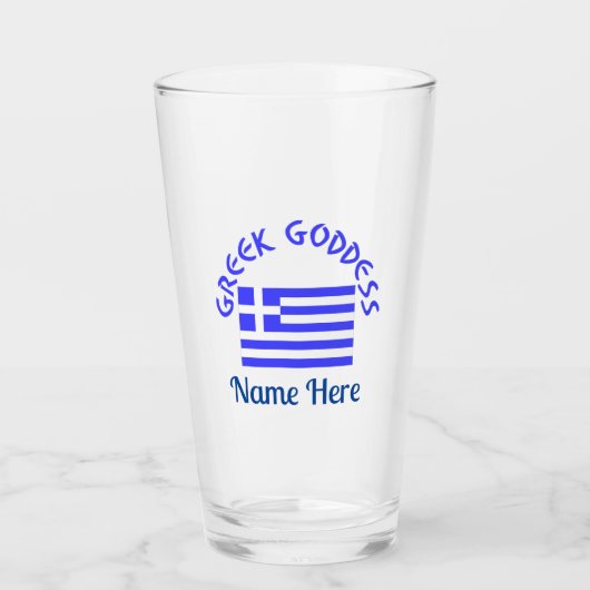ギリシャの女神とギリシャ国旗のカスタマイズ タンブラーグラス (正面)