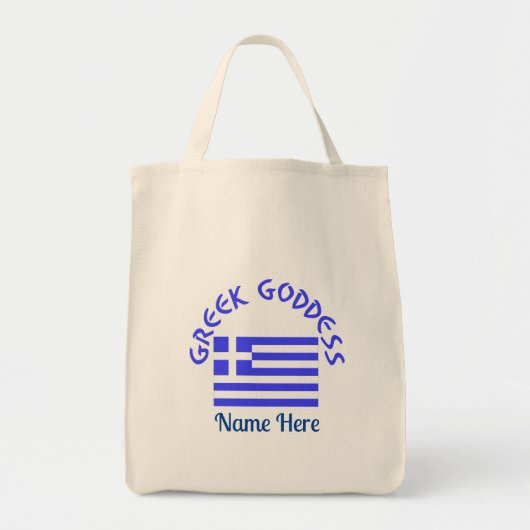 ギリシャの女神とギリシャ国旗のカスタマイズ トートバッグ (正面)