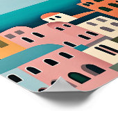 ギリシャの家々ミニマルな芸術 ポスター (角)