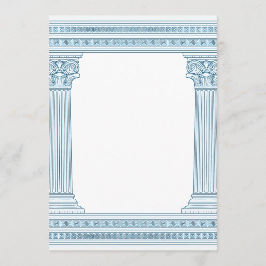 ギリシャの寺院とのブルーバースデーパーティーの招待 招待状 (裏面)