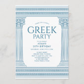 ギリシャの寺院とのブルーバースデーパーティーの招待 招待状 (正面)