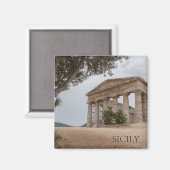 ギリシャの寺院セゲスタ，シチリア マグネット (正面/裏面)