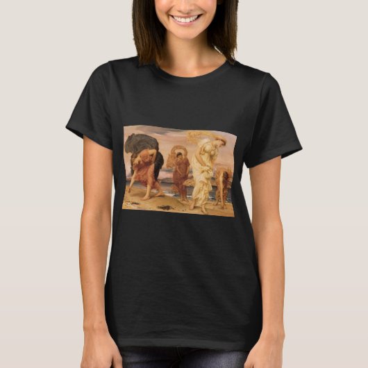 ギリシャの少女たち、レイトン卿による小石を拾う Tシャツ (正面)