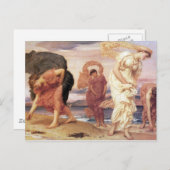 ギリシャの少女たち、小石を拾う - フレデリック・リーハイトン ポストカード (正面/裏面)