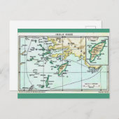 ギリシャの島々のヴィンテージマップ ポストカード (正面/裏面)