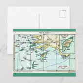 ギリシャの島々のヴィンテージ地図 ポストカード (正面/裏面)