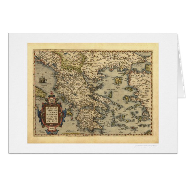 ギリシャの島の地図Ortelius 1570年 (正面横)