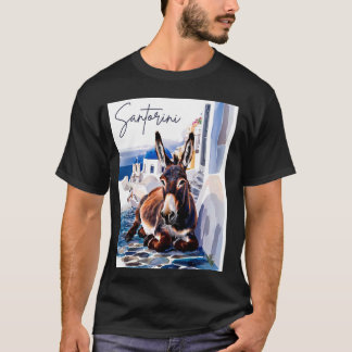 ギリシャの島サントリーニギリシャのロバ Tシャツ