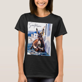 ギリシャの島サントリーニギリシャのロバ Tシャツ