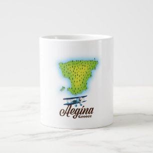 ギリシャの島 エギナ島の地図 ジャンボコーヒーマグカップ