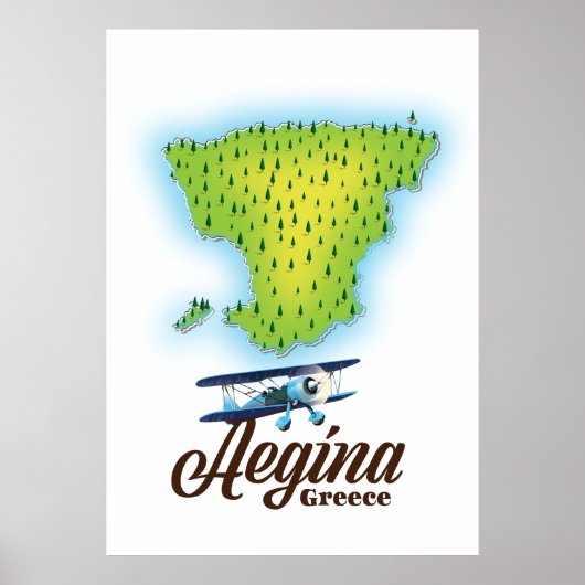 ギリシャの島 エギナ島の地図 ポスター (正面)