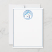 ギリシャの島 サントリーニ 青いドーム教会 モノグラム ノートカード (正面)