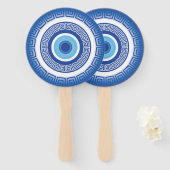 ギリシャの悪い目のギリシャ鍵 ハンドファン (正面&裏面)