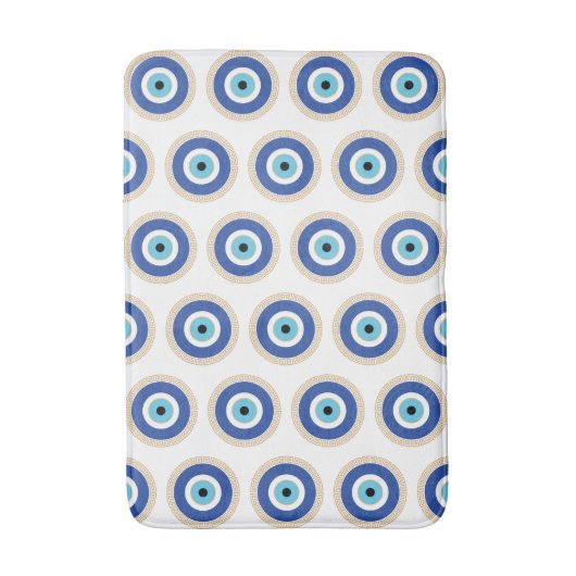 ギリシャの悪い目のギリシャ鍵 バスマット (正面縦)