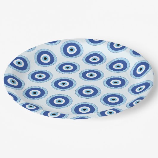 ギリシャの悪い目のギリシャ鍵 ペーパープレート (アングル)